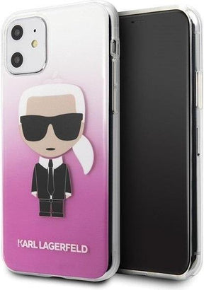 Луксозен Калъф за iPhone 11, Karl Lagerfeld Gradient Iconik Case, Розов