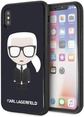 Луксозен Калъф за iPhone XS/X, Karl Lagerfeld Iconic Glitter, Karl Case, Черен