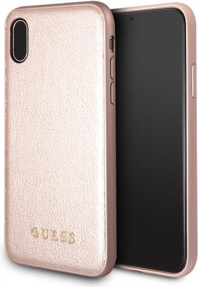 Луксозен Кожен Калъф за iPhone XS/X, Guess Leather Case, Розов (3)