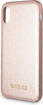 Луксозен Кожен Калъф за iPhone XS/X, Guess Leather Case, Розов