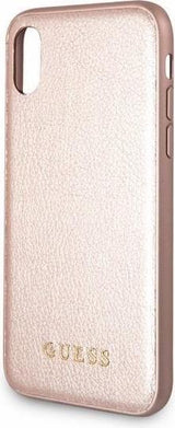 Луксозен Кожен Калъф за iPhone XS/X, Guess Leather Case, Розов