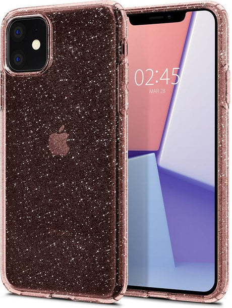 Противоударен Блестящ Калъф за iPhone 11, Spigen Liquid Crystal Glitter Quartz Case, Розов (2)