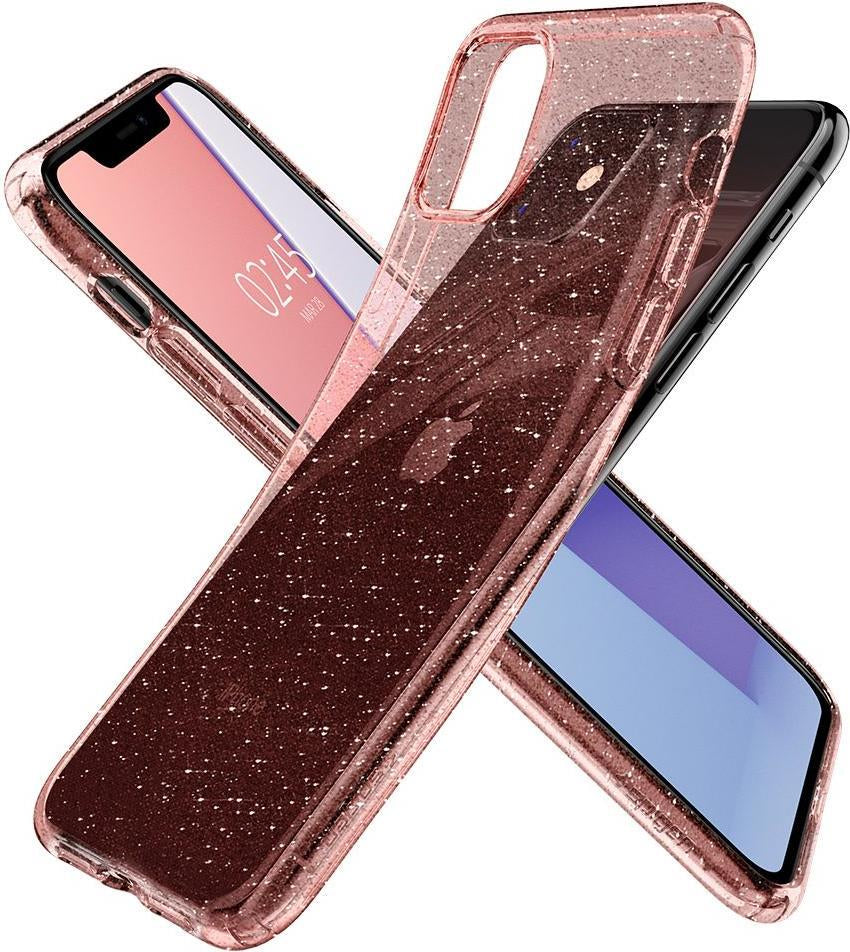 Противоударен Блестящ Калъф за iPhone 11, Spigen Liquid Crystal Glitter Quartz Case, Розов (3)