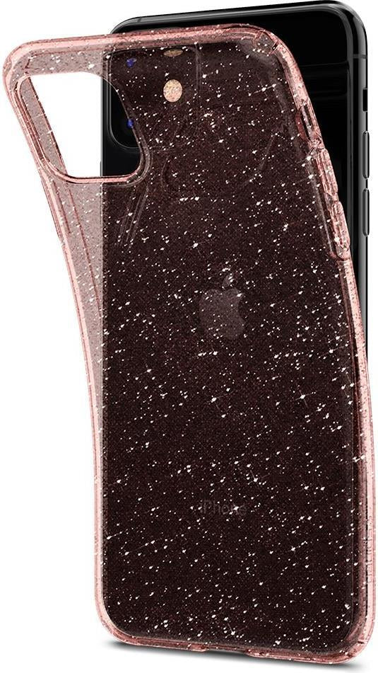 Противоударен Блестящ Калъф за iPhone 11, Spigen Liquid Crystal Glitter Quartz Case, Розов (4)
