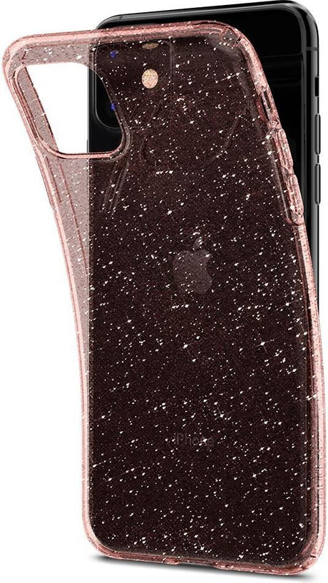 Противоударен Блестящ Калъф за iPhone 11, Spigen Liquid Crystal Glitter Quartz Case, Розов (4)