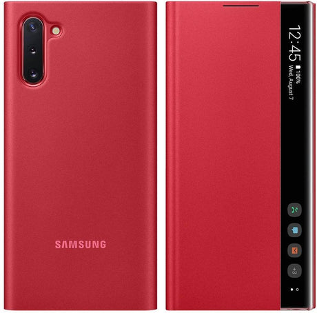 Оригинален Активен Калъф за Samsung Note 10 Clear View Cover Book Case Ef-Zn970cre, Червен (4)