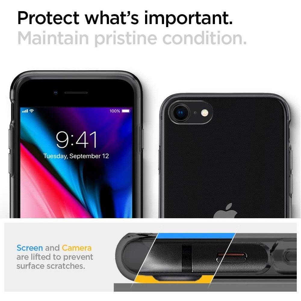 Противоударен Силиконов Калъф за iPhone SE 2022/2020 8/7, Spigen Liquid Crystal Case, Полупрозрачен (4)