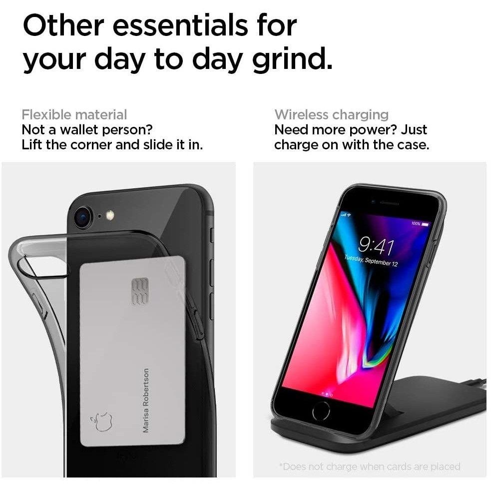 Противоударен Силиконов Калъф за iPhone SE 2022/2020 8/7, Spigen Liquid Crystal Case, Полупрозрачен (5)