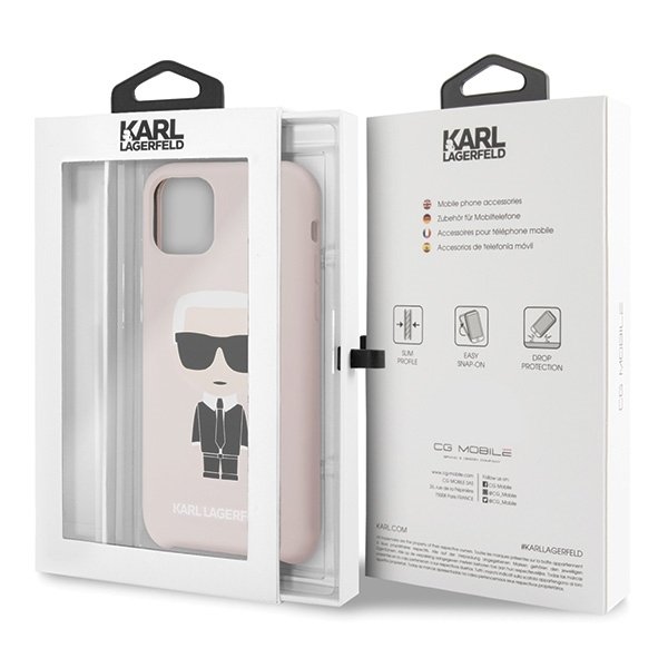 Луксозен Калъф за iPhone 11, Karl Lagerfeld Silicone Iconic Case, Розов (7)