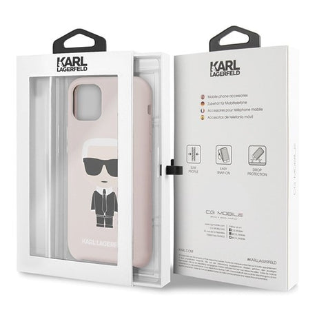 Луксозен Калъф за iPhone 11, Karl Lagerfeld Silicone Iconic Case, Розов (7)