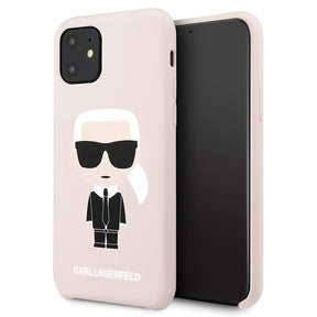 Луксозен Калъф за iPhone 11, Karl Lagerfeld Silicone Iconic Case, Розов