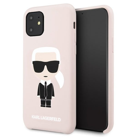 Луксозен Калъф за iPhone 11, Karl Lagerfeld Silicone Iconic Case, Розов