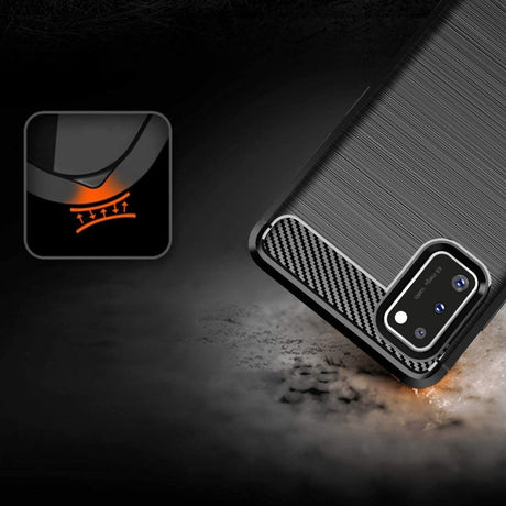 Противоударен Силиконов Калъф за Samsung A41, Forcell Carbon Case, Черен (3)