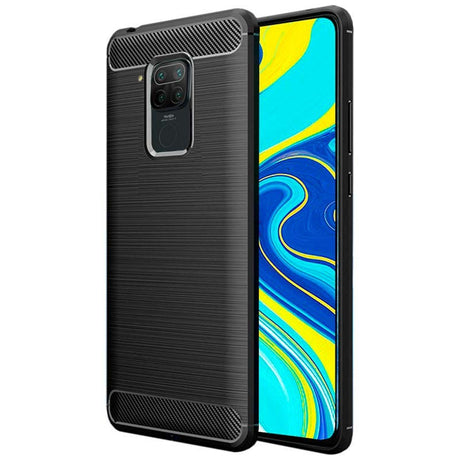 Противоударен Силиконов Калъф за Xiaomi Redmi Note 9, Forcell Carbon Case, Черен