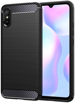 Противоударен Силиконов Калъф за Xiaomi Redmi 9A, Forcell Carbon Case, Черен
