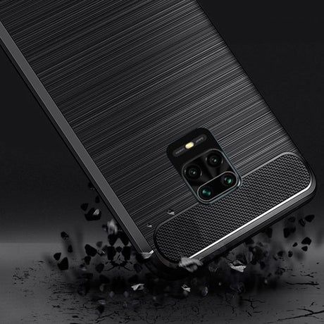 Противоударен Силиконов Калъф за Xiaomi Redmi Note 9, Forcell Carbon Case, Черен (4)