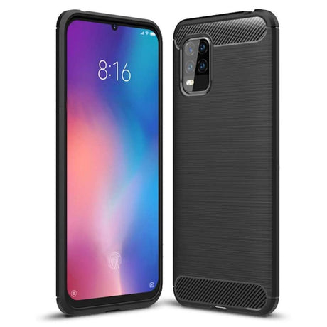 Противоударен Силиконов Калъф за Xiaomi Mi 10 Lite, Forcell Carbon Case, Черен