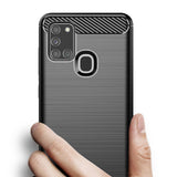 Противоударен Силиконов Калъф за Samsung A21S, Forcell Carbon Case, Черен (2)
