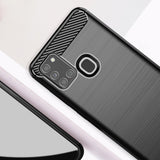 Противоударен Силиконов Калъф за Samsung A21S, Forcell Carbon Case, Черен (5)