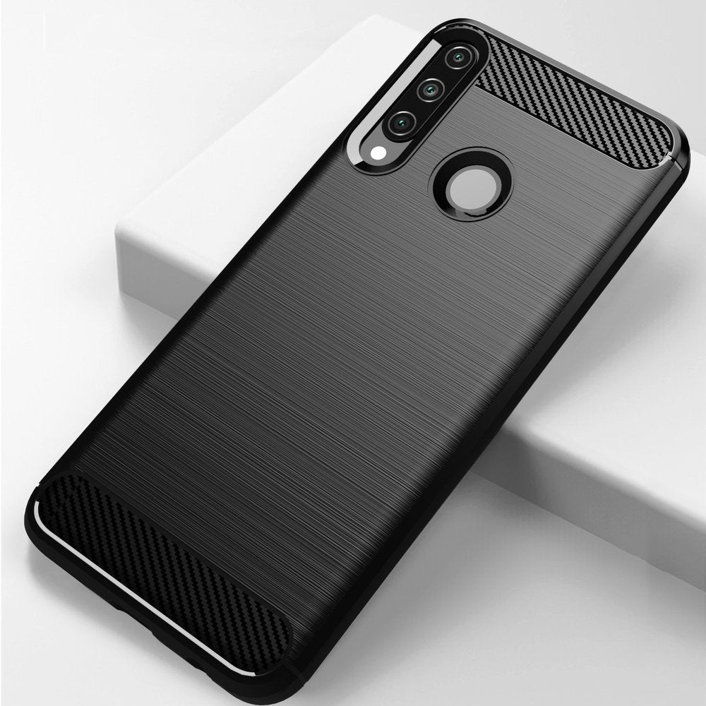 Противоударен Силиконов Калъф за Huawei Y6P, Forcell Carbon Case, Черен (4)