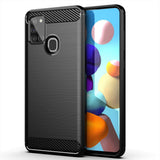 Противоударен Силиконов Калъф за Samsung A21S, Forcell Carbon Case, Черен