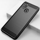 Противоударен Силиконов Калъф за Samsung A21S, Forcell Carbon Case, Черен (3)