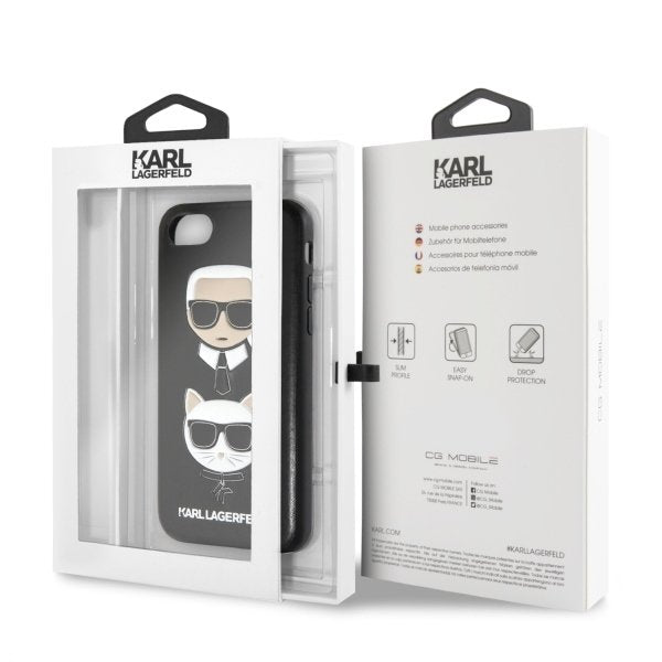 Луксозен Калъф за iPhone SE 2022/2020 8/7, Karl Lagerfeld Karl & Choupette Case, Черен (8)