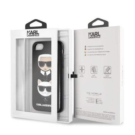 Луксозен Калъф за iPhone SE 2022/2020 8/7, Karl Lagerfeld Karl & Choupette Case, Черен (8)