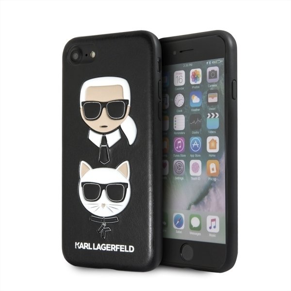 Луксозен Калъф за iPhone SE 2022/2020 8/7, Karl Lagerfeld Karl & Choupette Case, Черен (4)