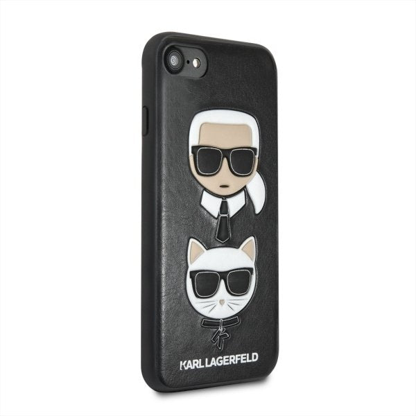 Луксозен Калъф за iPhone SE 2022/2020 8/7, Karl Lagerfeld Karl & Choupette Case, Черен (2)