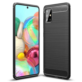Противоударен Силиконов Калъф за Samsung A71, Forcell Carbon Case, Черен