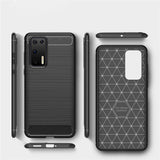 Противоударен Силиконов Калъф за Huawei P40 Pro, Forcell Carbon Case, Черен (4)