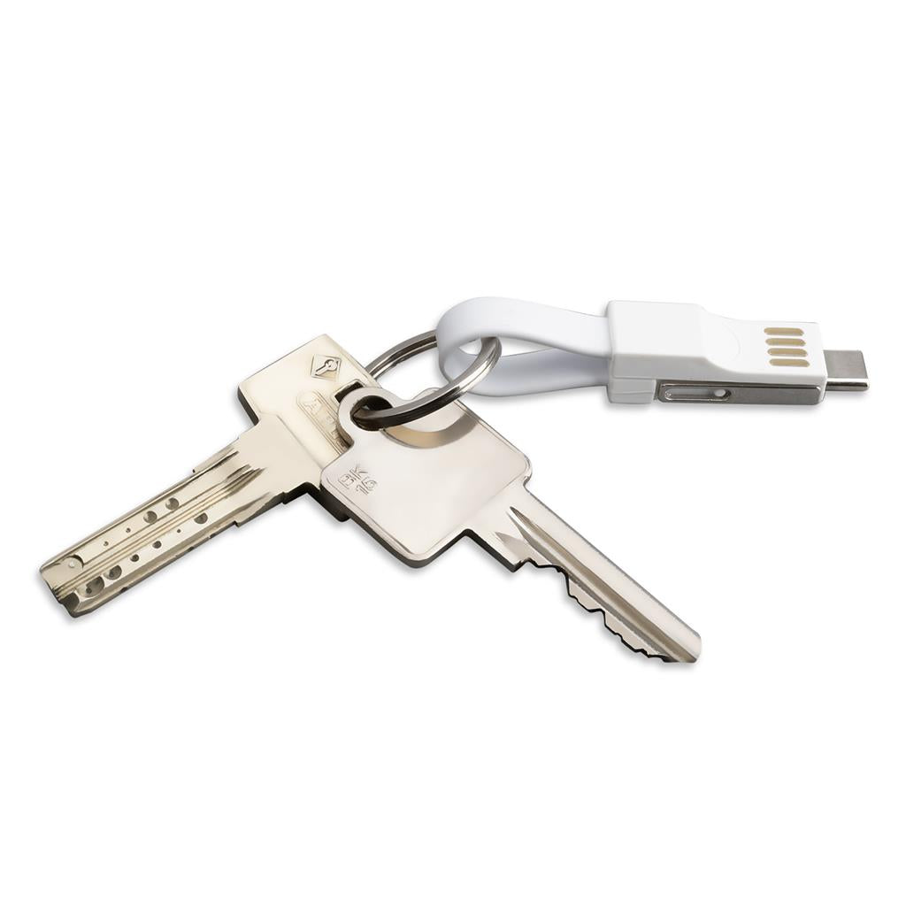Универсален Кабел (къс), 4Smarts 3in1 Keyring 5 cm, Бял (4)