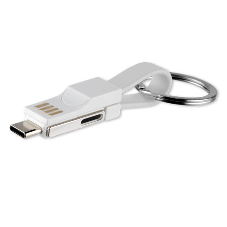 Универсален Кабел (къс), 4Smarts 3in1 Keyring 5 cm, Бял (5)