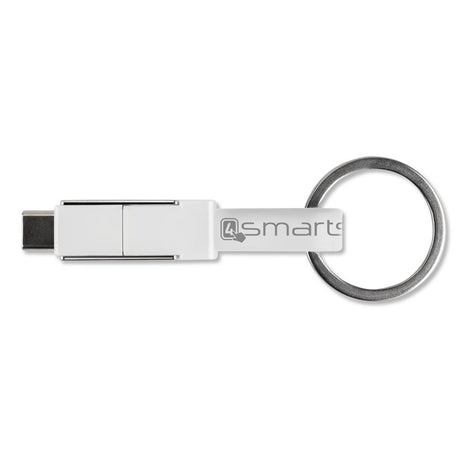 Универсален Кабел (къс), 4Smarts 3in1 Keyring 5 cm, Бял (7)