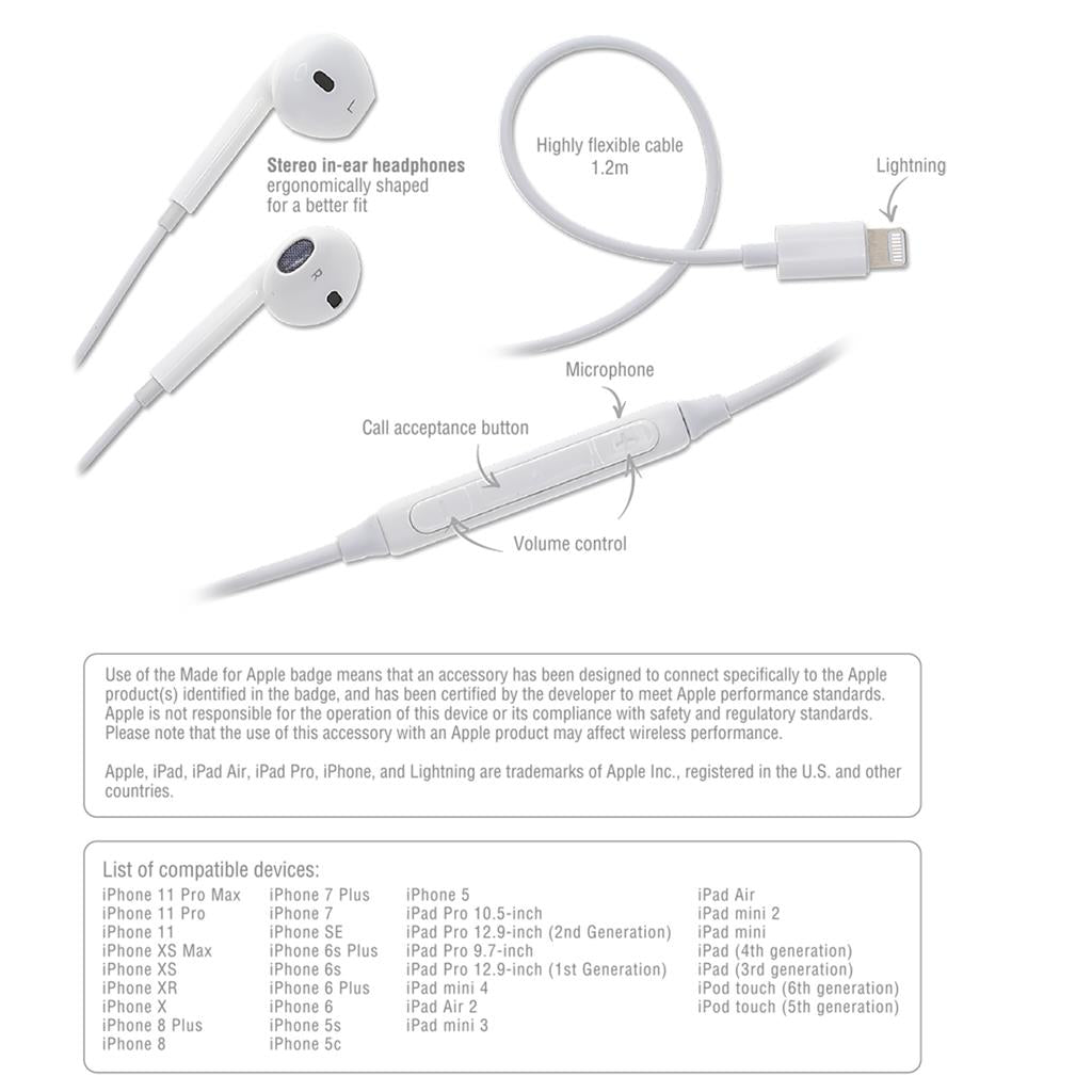 Слушалки за iPhone (Lightning), 4Smarts Handsfree Melody MFI, Бял (4)