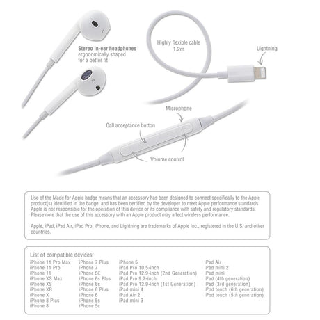 Слушалки за iPhone (Lightning), 4Smarts Handsfree Melody MFI, Бял (4)