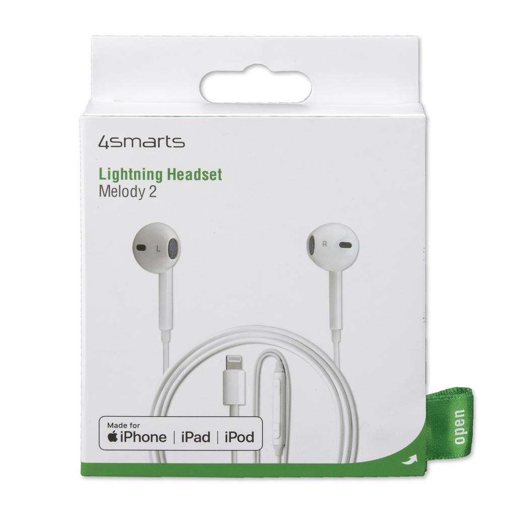 Слушалки за iPhone (Lightning), 4Smarts Handsfree Melody MFI, Бял (6)