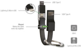 Универсален Кабел (къс), 4Smarts 3in1 Keyring 5 cm, Черен (5)