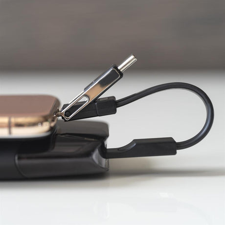 Универсален Кабел (къс), 4Smarts 3in1 Keyring 5 cm, Черен (3)