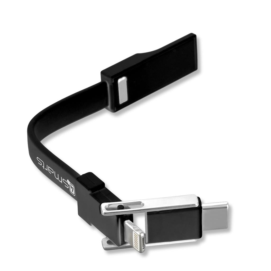 Универсален Кабел (къс), 4Smarts 3in1 Keyring 5 cm, Черен (8)