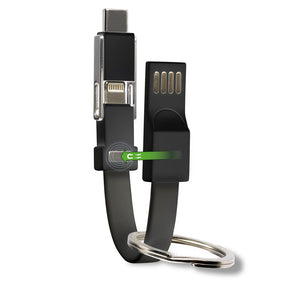 Универсален Кабел (къс), 4Smarts 3in1 Keyring 5 cm, Черен