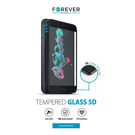 Извит Стъклен Протектор за iPhone SE 2022/2020 8/7, Forever 5D Clear BF Glass, Прозрачен (3)