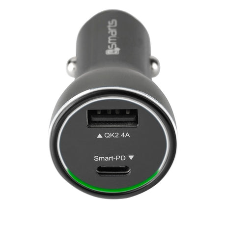 Бързо Зарядно за iPhone за Кола с Кабел, 4Smarts 12v Voltroad Power Delivery 48w, Сив (2)