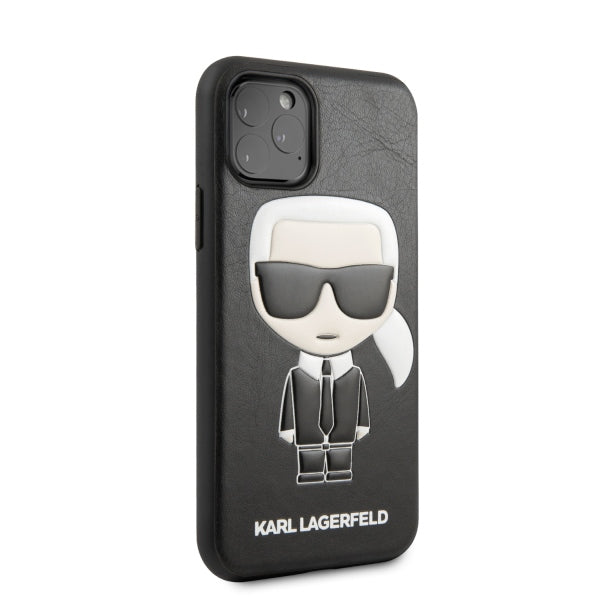Луксозен Кожен Калъф за iPhone 11 Pro, Karl Lagerfeld Body Case, Черен (3)
