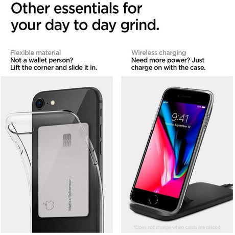 Противоударен Силиконов Калъф за iPhone SE 2022/2020 8/7, Spigen Liquid Crystal Case, Прозрачен (4)