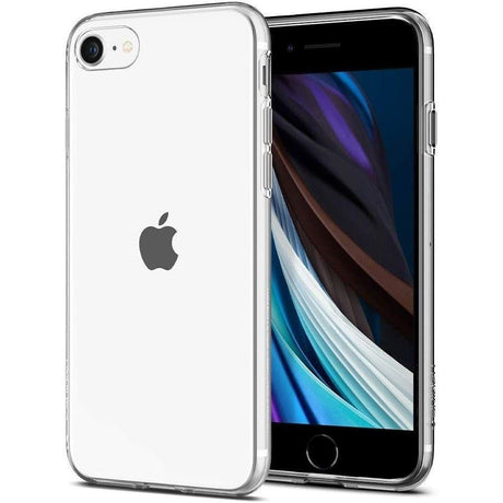 Противоударен Силиконов Калъф за iPhone SE 2022/2020 8/7, Spigen Liquid Crystal Case, Прозрачен