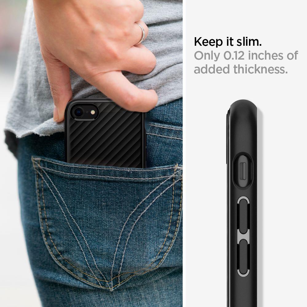 Противоударен Силиконов Калъф за iPhone SE 2022/2020 8/7, Spigen Core Armor Case, Черен (5)