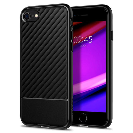 Противоударен Силиконов Калъф за iPhone SE 2022/2020 8/7, Spigen Core Armor Case, Черен