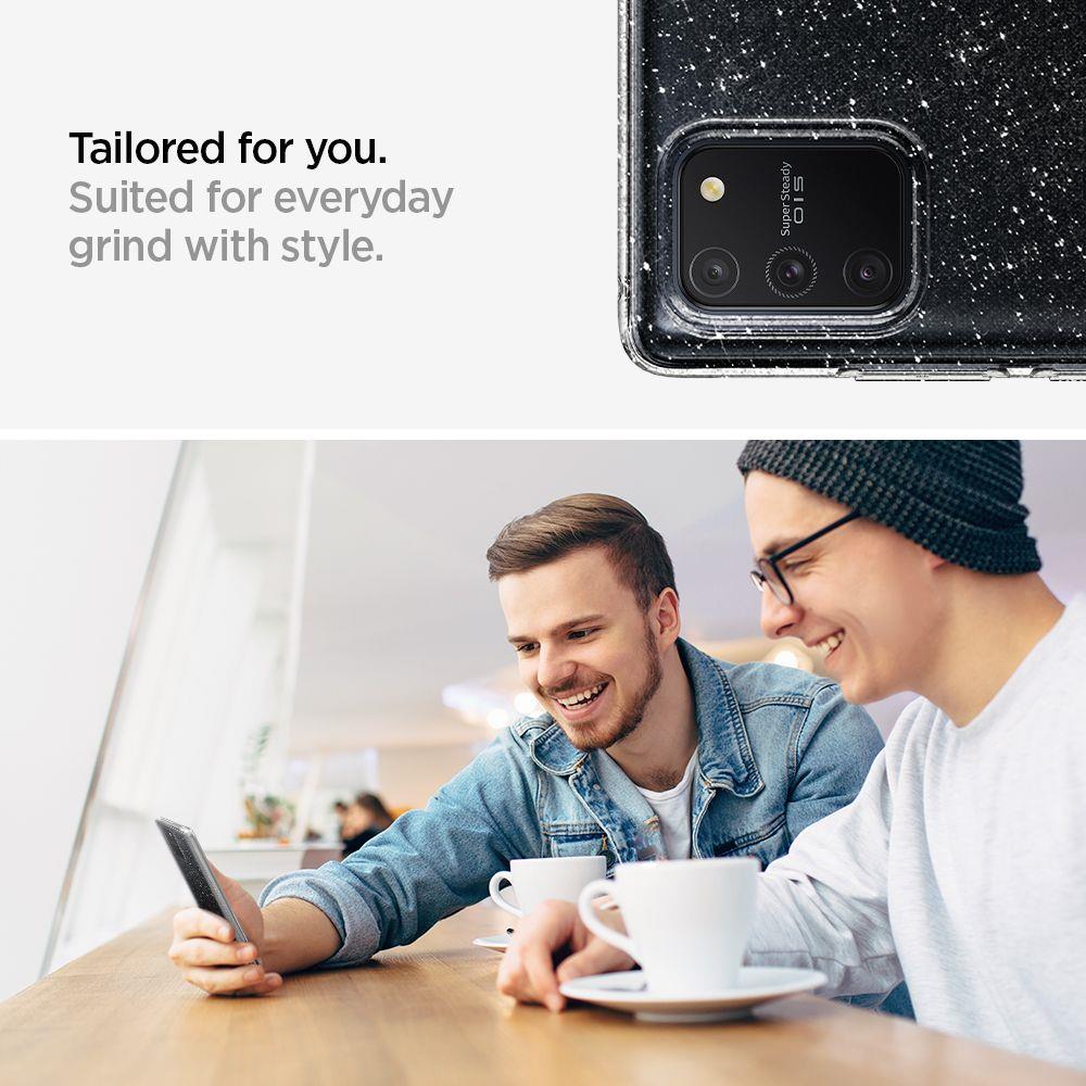 Противоударен Блестящ Калъф за Samsung S10 Lite, Spigen Liquid Crystal Glitter Quartz Case, Прозрачен (6)